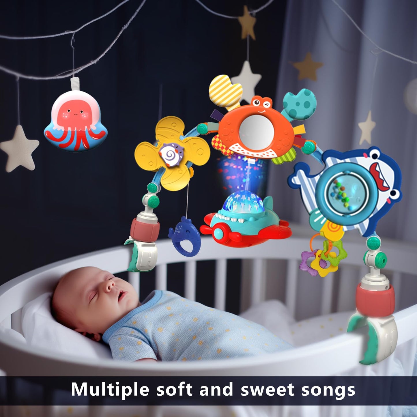 Qesfir Musical Baby Stroller Arch | Travel Car Seat Toys & Baby Play Arch