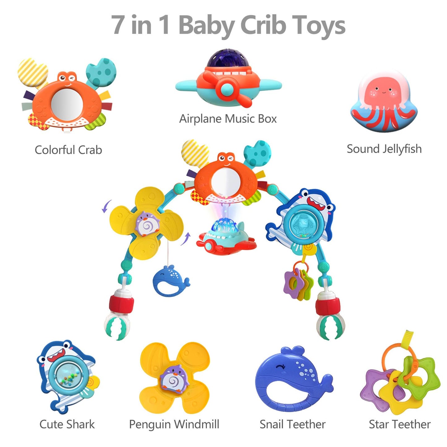 Qesfir Musical Baby Stroller Arch | Travel Car Seat Toys & Baby Play Arch