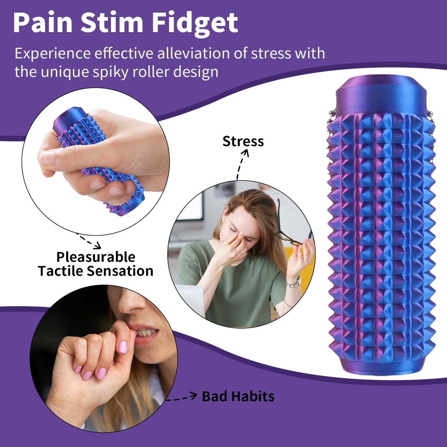 QETRABONE 4 Pcs Pain Stim Fidget Keychain – Spiky Sensory Toys