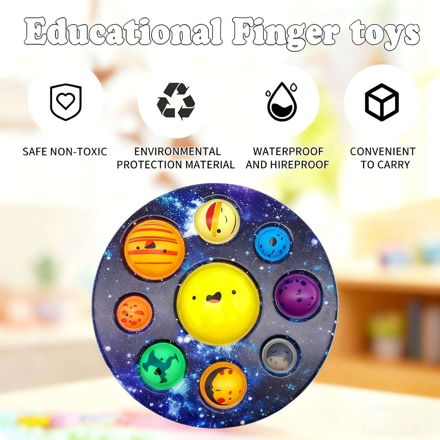 QETRABONE Eight Planet Cave Bubble Fidget Toy | Galaxy Cave Digits for Sensory Play and Focus