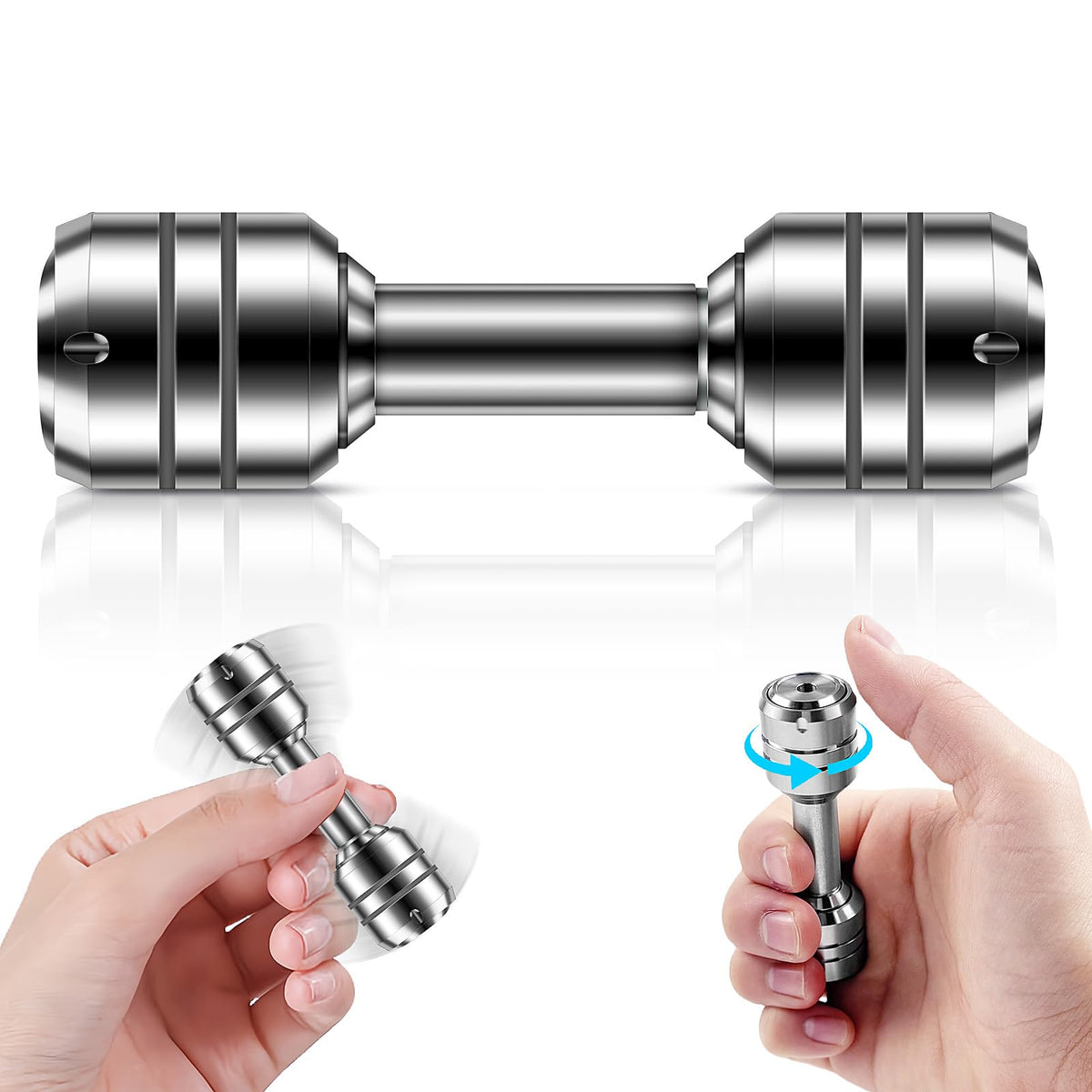 QETRABONE Fidget Dumbbell – 2-in-1 EDC Metal Spinner for Focus, Stress Relief, and Desk Use