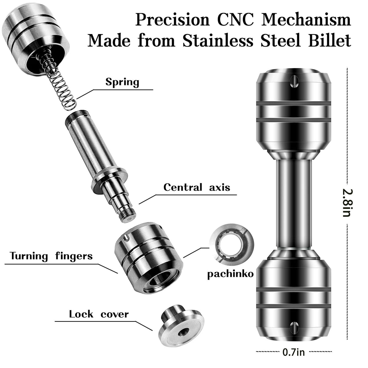 QETRABONE Fidget Dumbbell – 2-in-1 EDC Metal Spinner for Focus, Stress Relief, and Desk Use