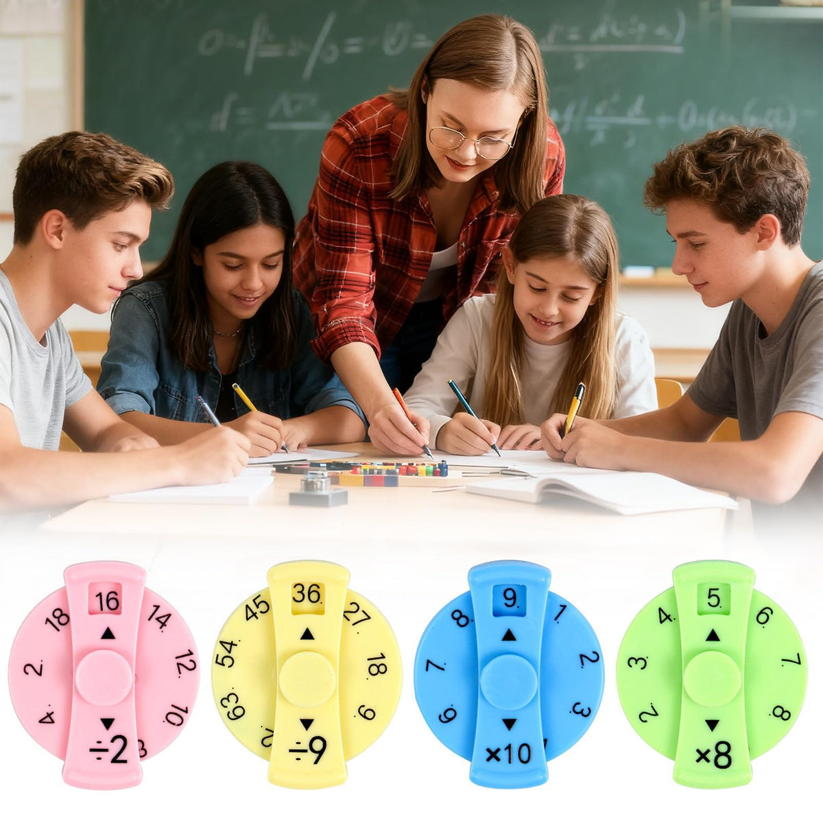 QETRABONE 9 Pcs Math Fidget Spinners – Learn Multiplication & Division