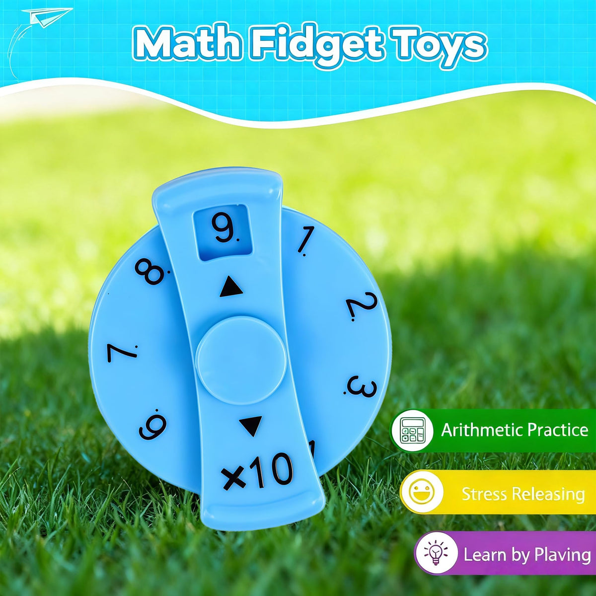 QETRABONE 9 Pcs Math Fidget Spinners – Learn Multiplication & Division