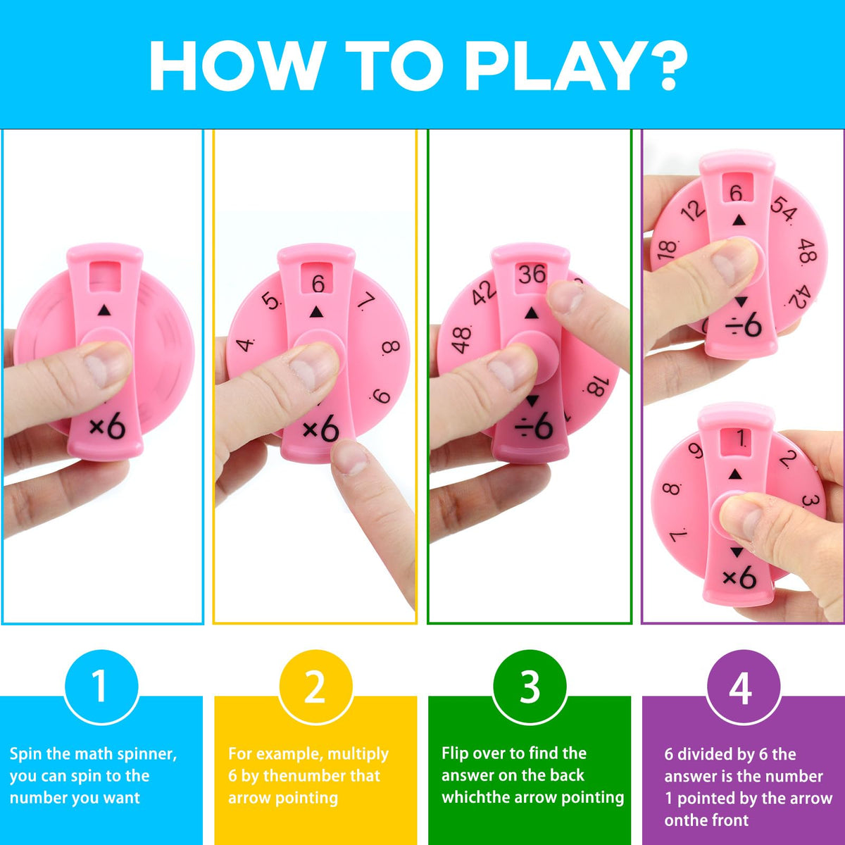 QETRABONE 9 Pcs Math Fidget Spinners – Learn Multiplication & Division