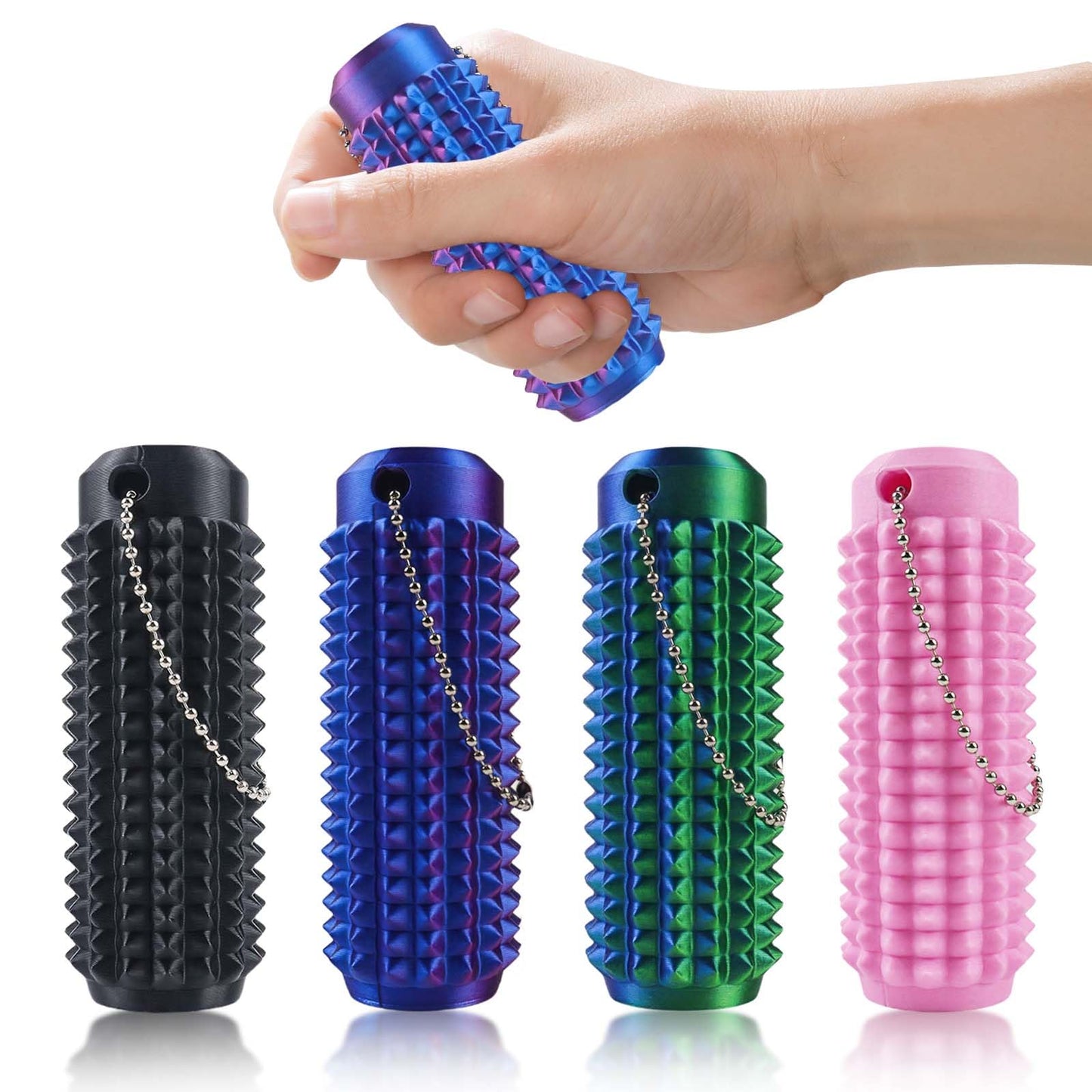 QETRABONE 4 Pcs Pain Stim Fidget Keychain – Spiky Sensory Toys