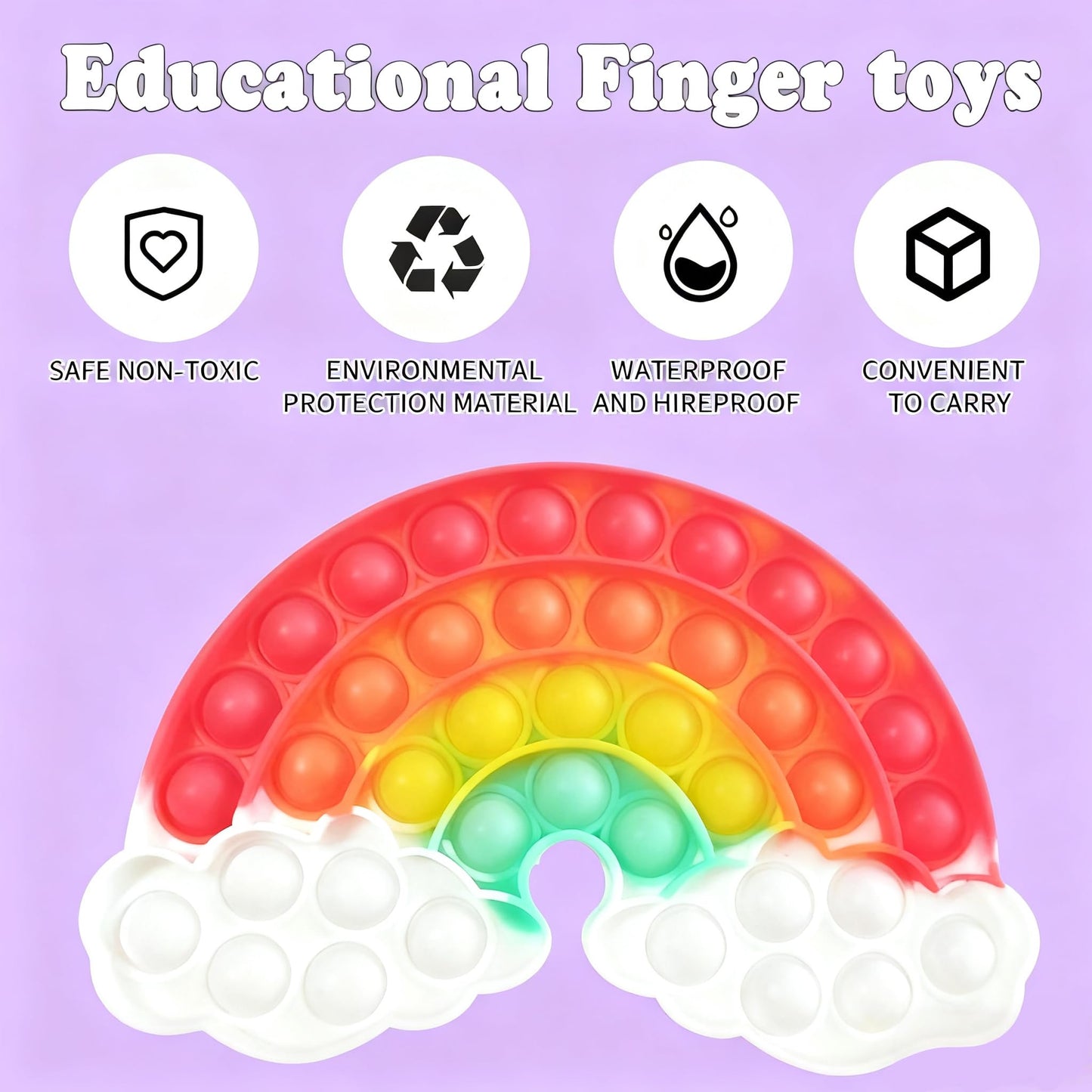 QETRABONE 4 Pcs Fidget Toys – Rainbow Push Bubble Ice Cream, Pineapple Squeeze Set for Stress Relief