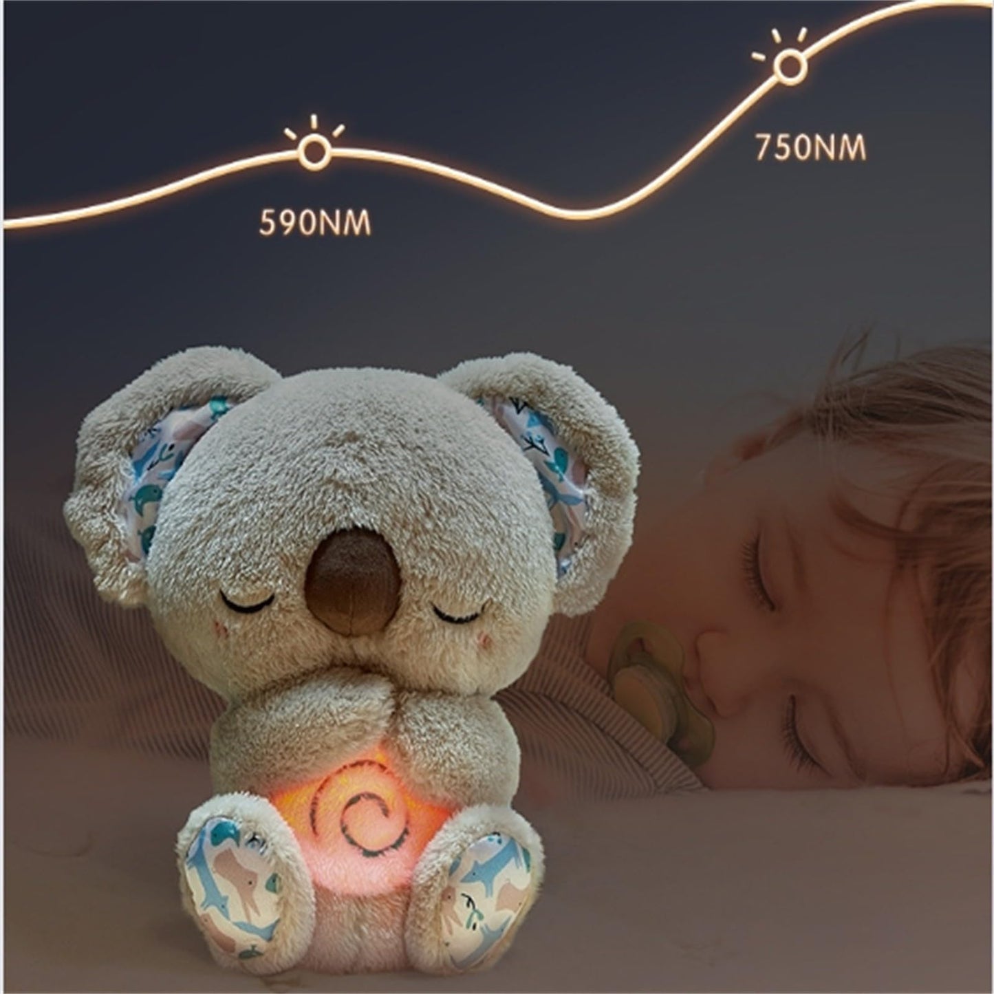 QFCST Relief Koala Breathing Toy – Anxiety Relief Plush with Lights & Rhythmic Breathing Motion