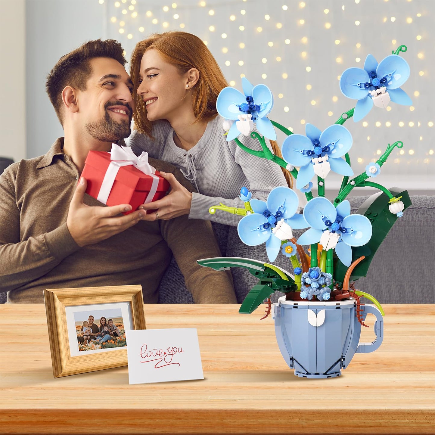 QFJ Ideas Blue Orchid Flower Building Block Set – 567PCS DIY Home Decor Kit for Adults