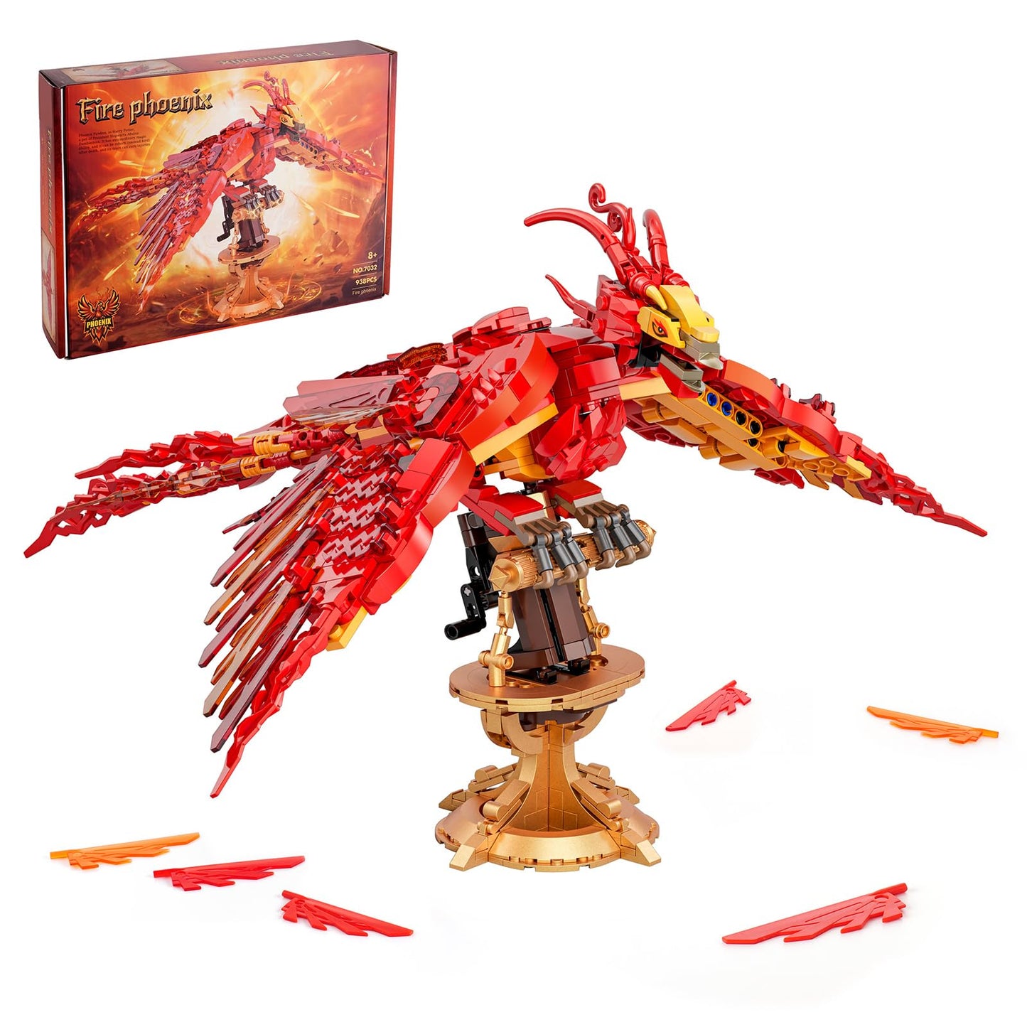 QFJ Moc Fire Phoenix Building Set – 938-Piece LEGO-Compatible STEM Model for Adults & Kids 8+