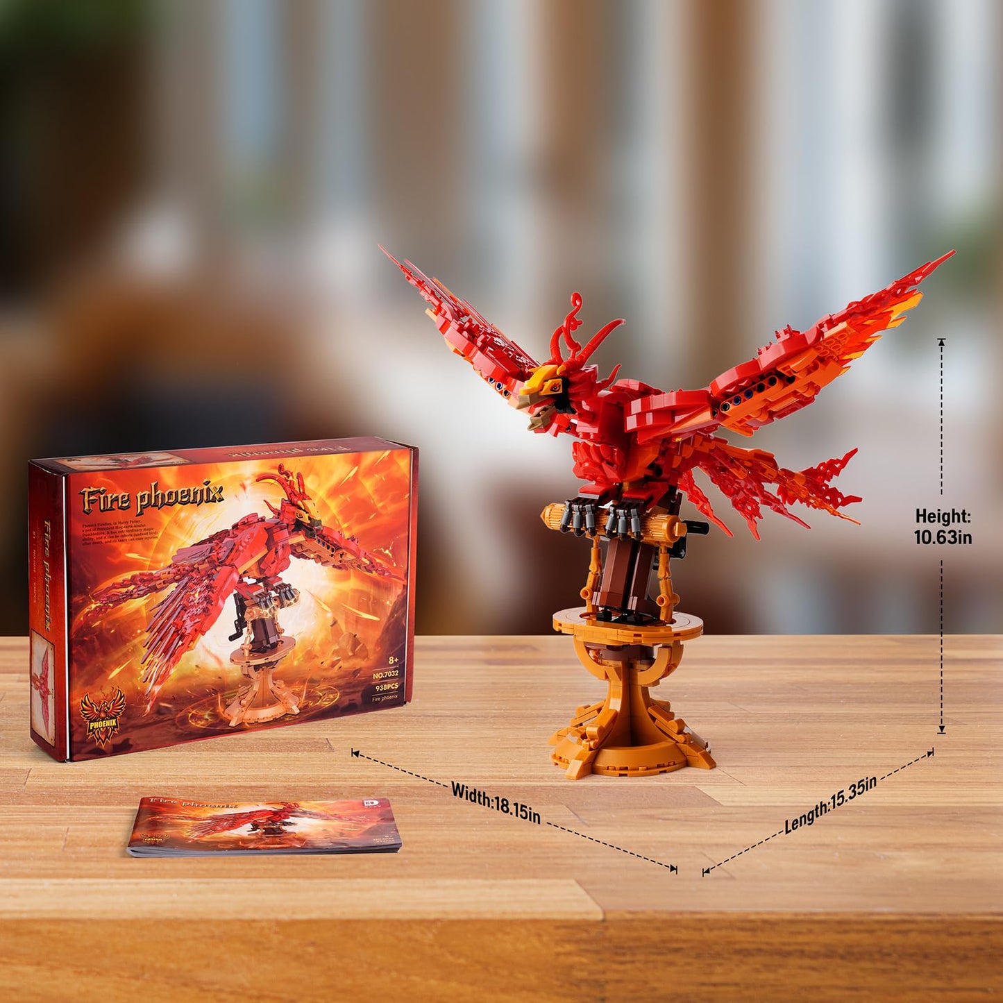 QFJ Moc Fire Phoenix Building Set – 938-Piece LEGO-Compatible STEM Model for Adults & Kids 8+