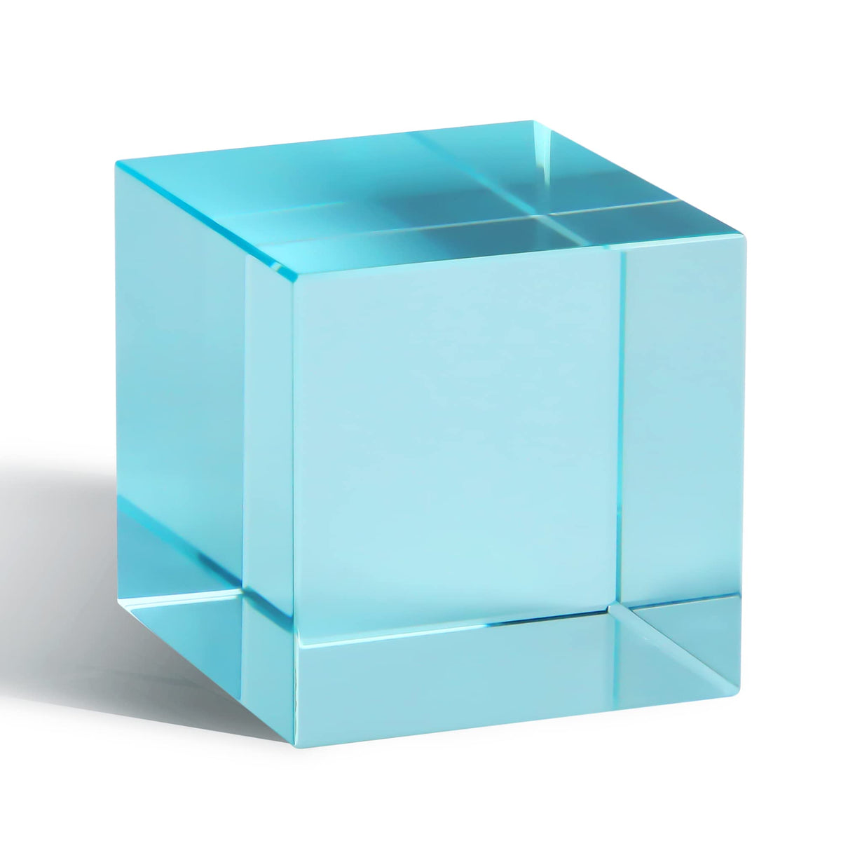 QFkris K9 Crystal Prism Cube – Cyan 1.5in Desk Decor & Gift