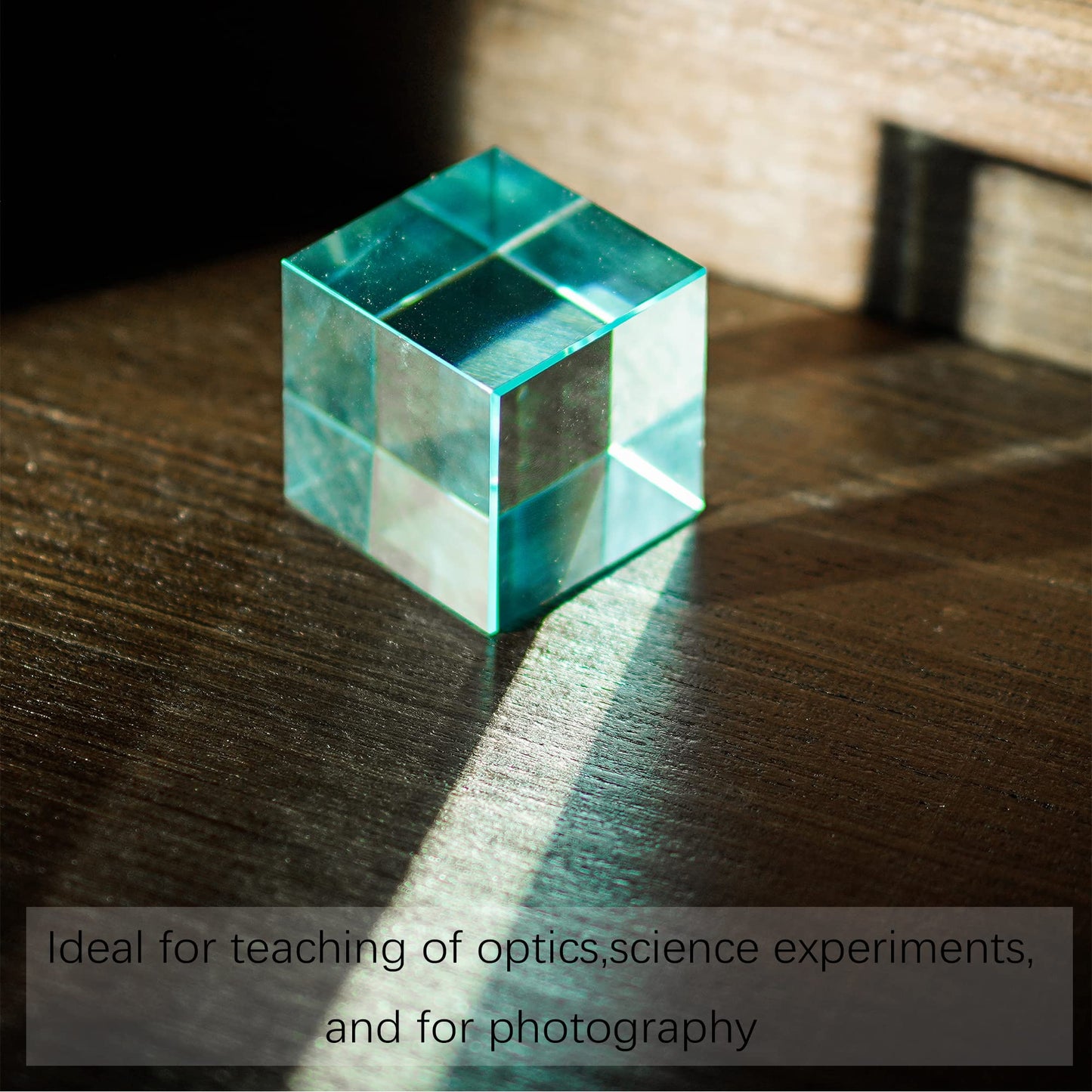 QFkris K9 Crystal Prism Cube – Cyan 1.5in Desk Decor & Gift
