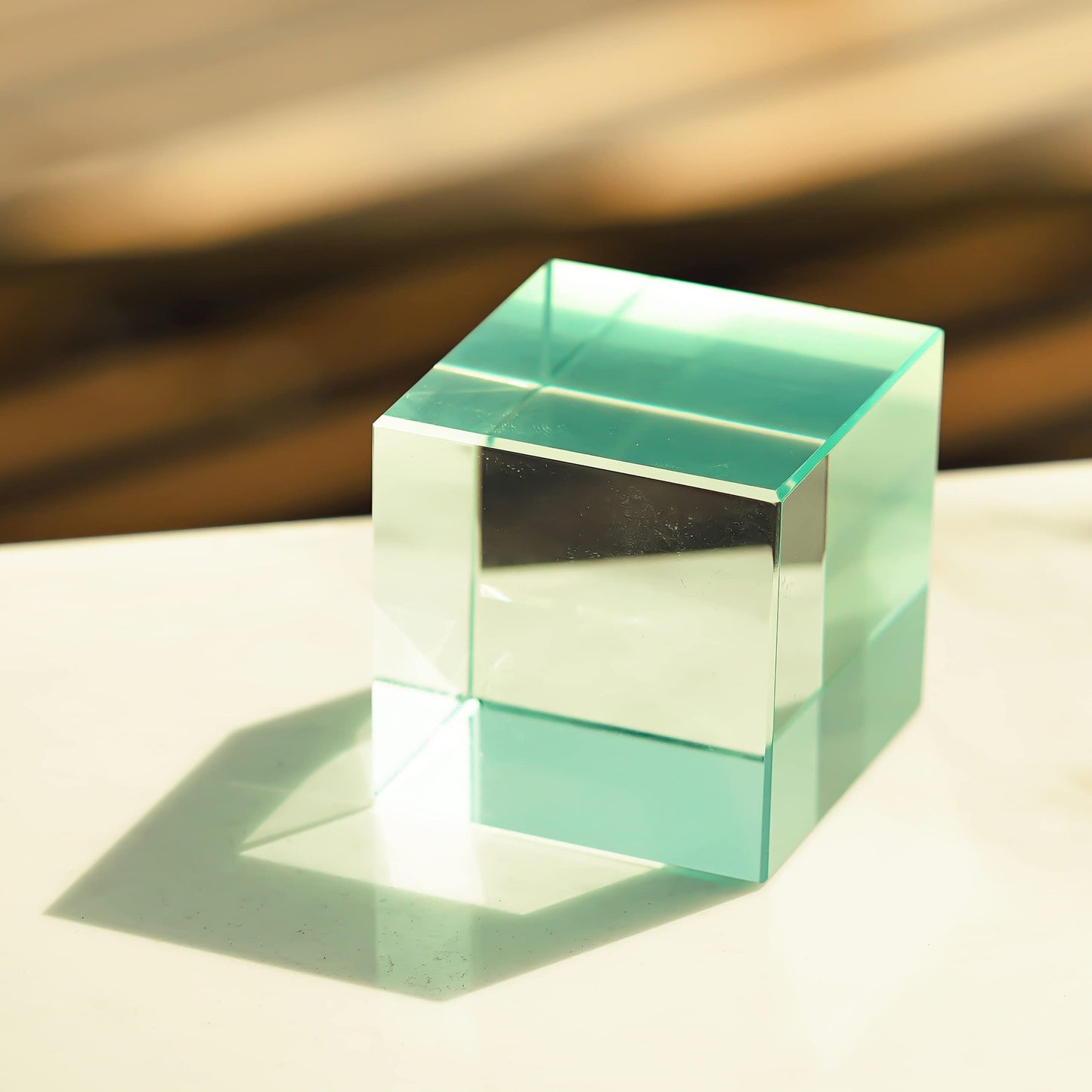 QFkris K9 Crystal Prism Cube – Cyan 1.5in Desk Decor & Gift