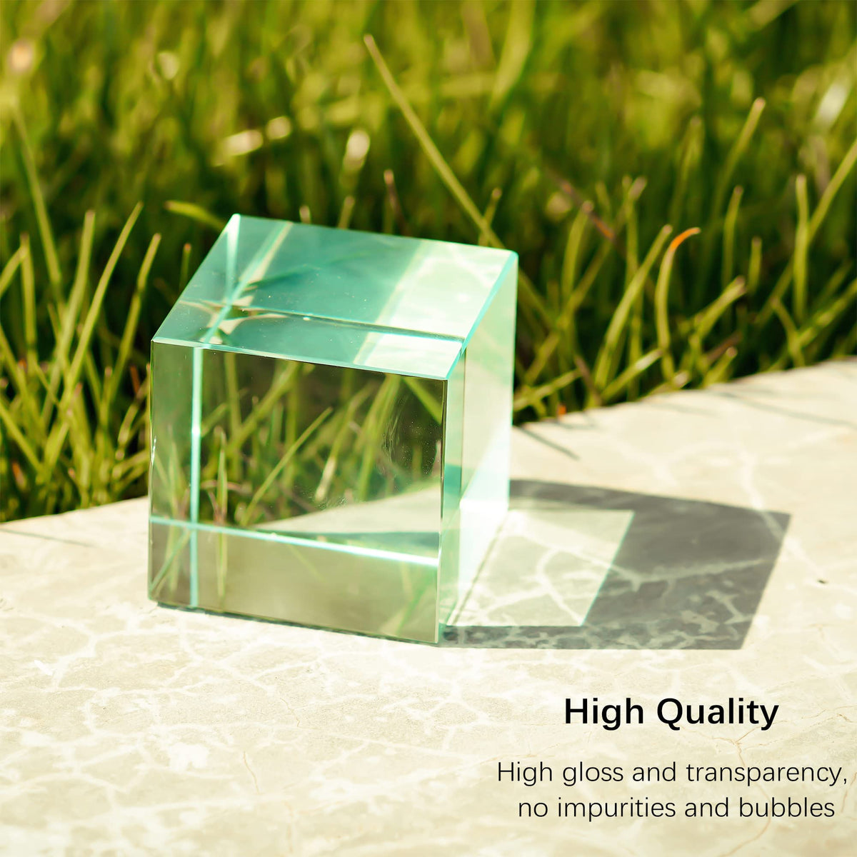 QFkris K9 Crystal Prism Cube – Cyan 1.5in Desk Decor & Gift