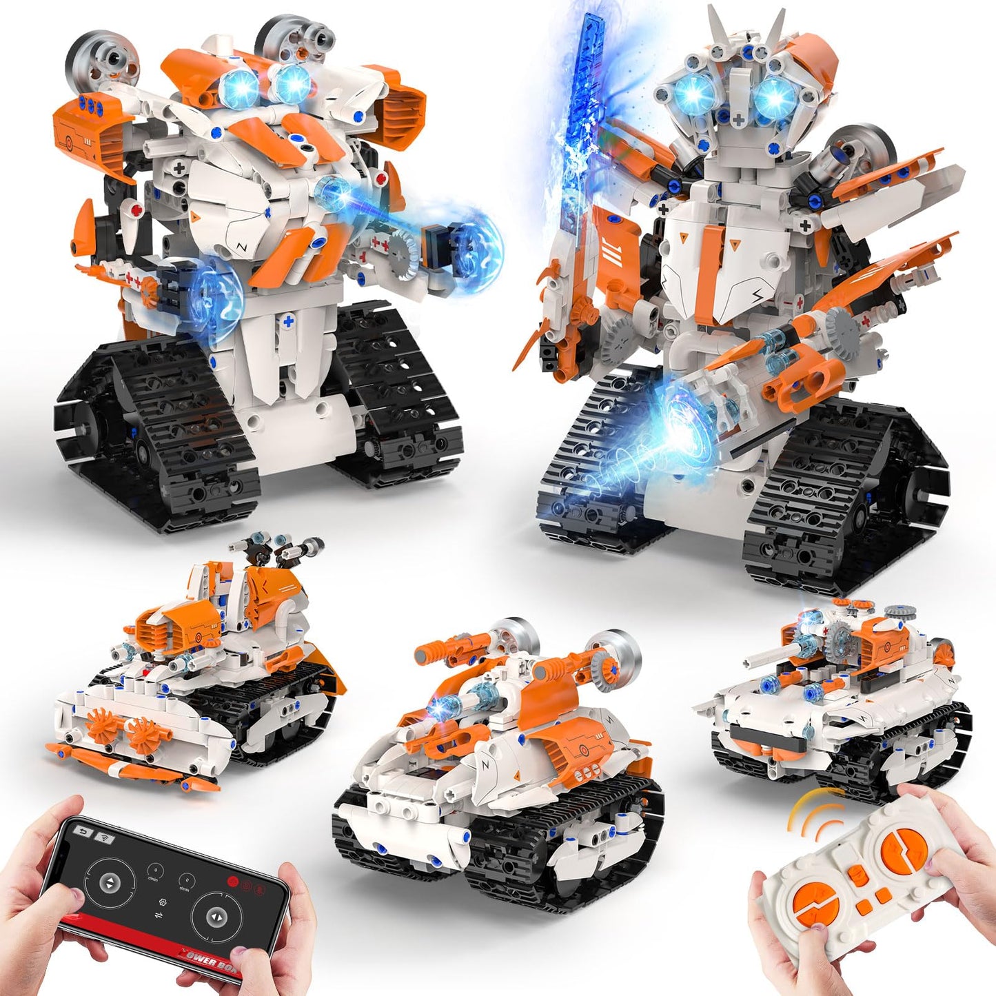 QHECTTY 5-in-1 STEM Robot Building Kit for Kids — Remote & App Controlled, 689 Pcs