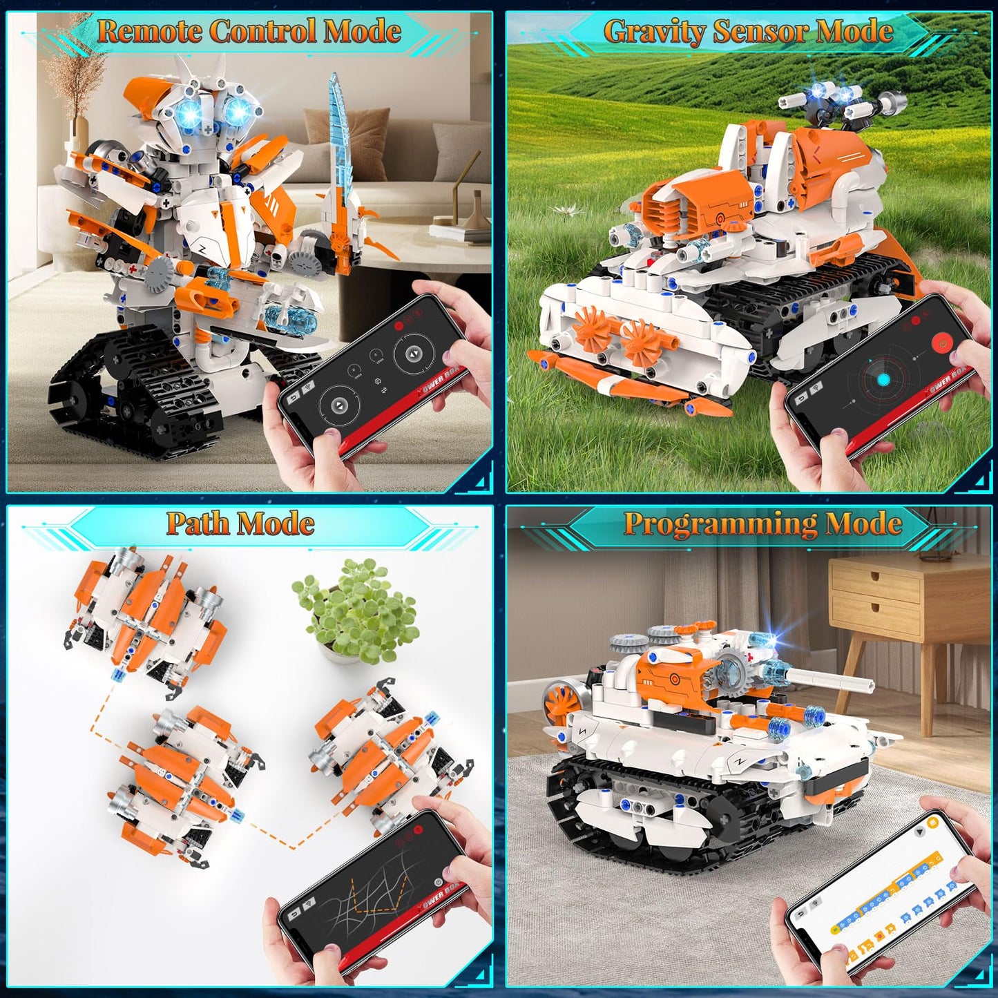 QHECTTY 5-in-1 STEM Robot Building Kit for Kids — Remote & App Controlled, 689 Pcs