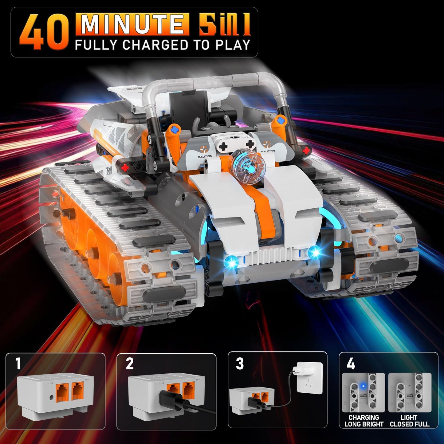 QHECTTY 5-in-1 STEM Building Kit for Kids 6–14 | Remote & App-Controlled Robotic Tanks & Cars | 552 Pcs