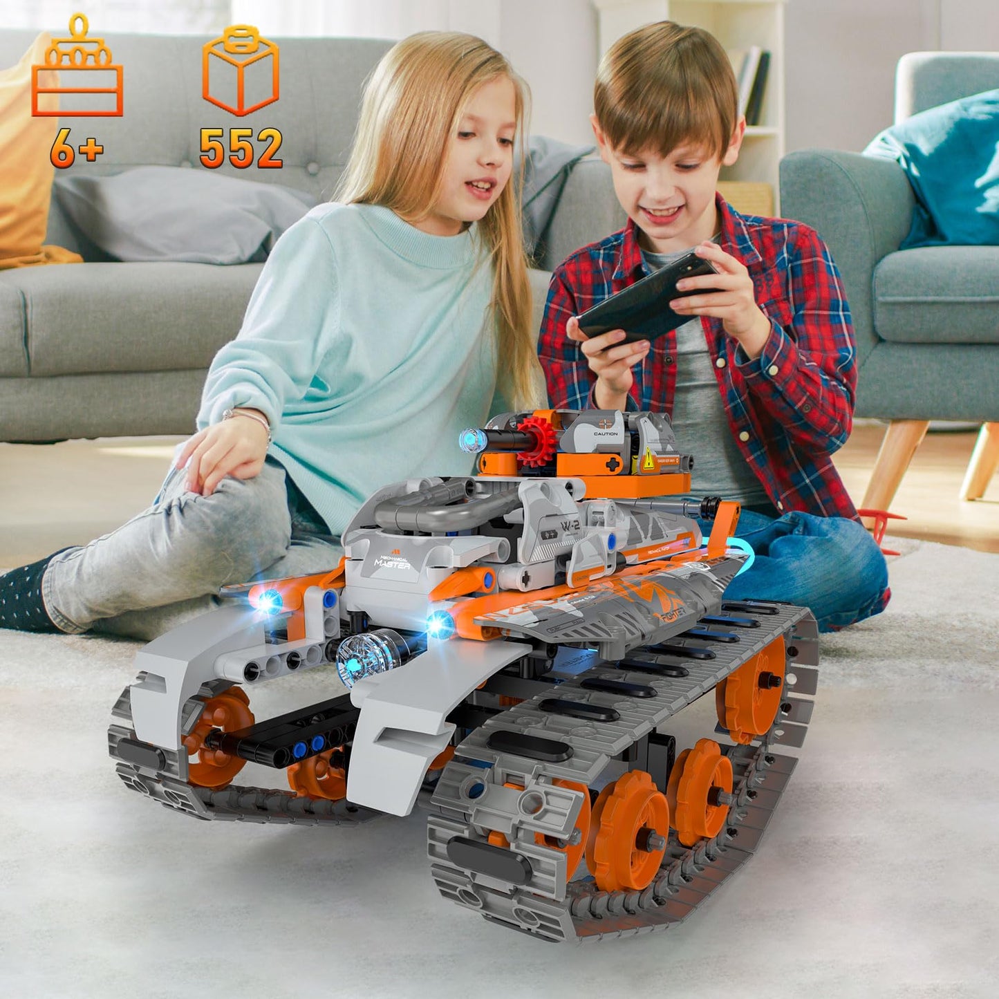 QHECTTY 5-in-1 STEM Building Kit for Kids 6–14 | Remote & App-Controlled Robotic Tanks & Cars | 552 Pcs