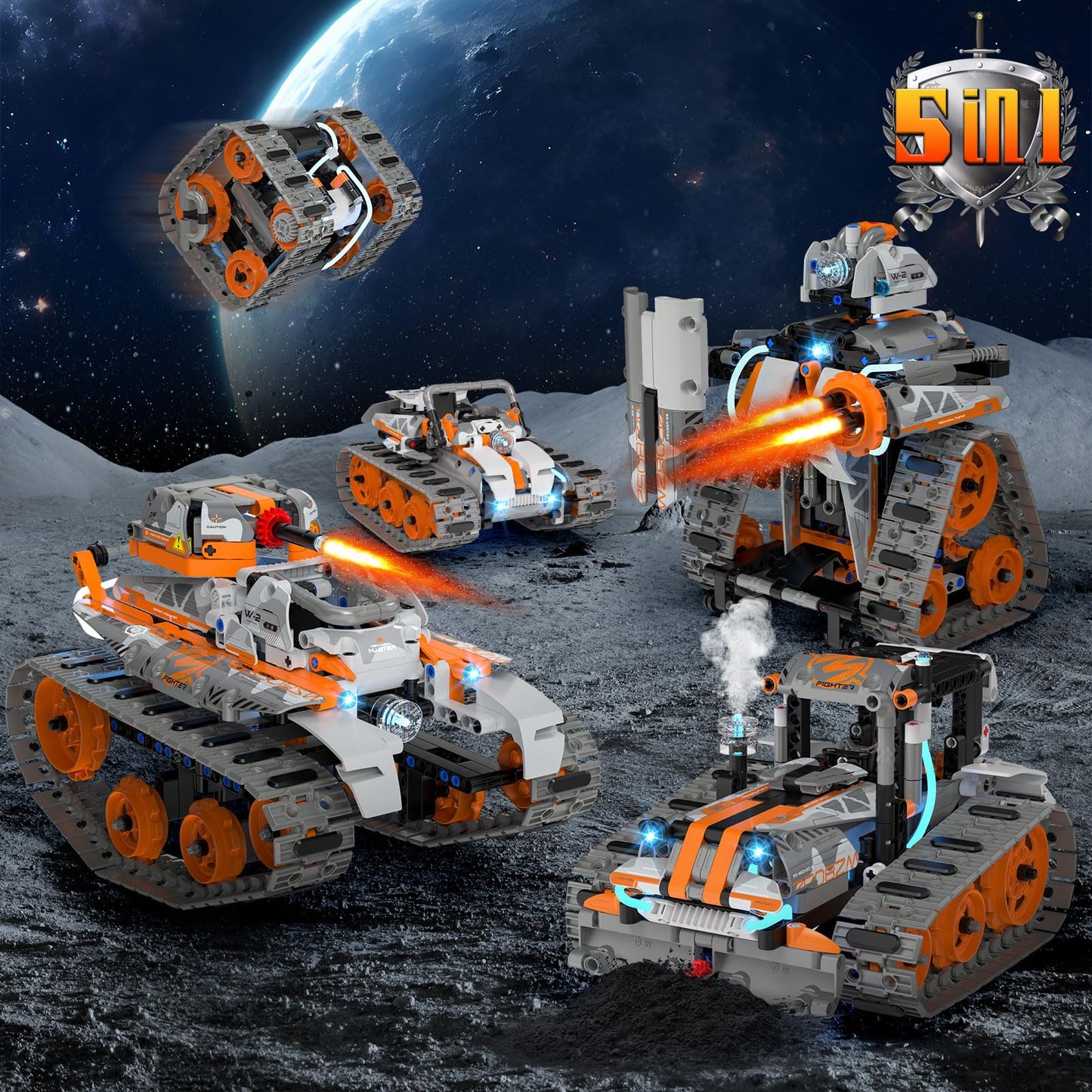 QHECTTY 5-in-1 STEM Building Kit for Kids 6–14 | Remote & App-Controlled Robotic Tanks & Cars | 552 Pcs