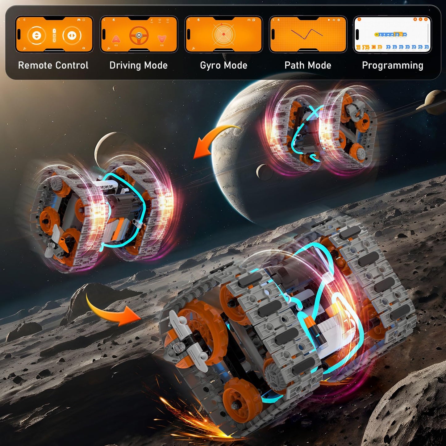 QHECTTY 5-in-1 STEM Building Kit for Kids 6–14 | Remote & App-Controlled Robotic Tanks & Cars | 552 Pcs