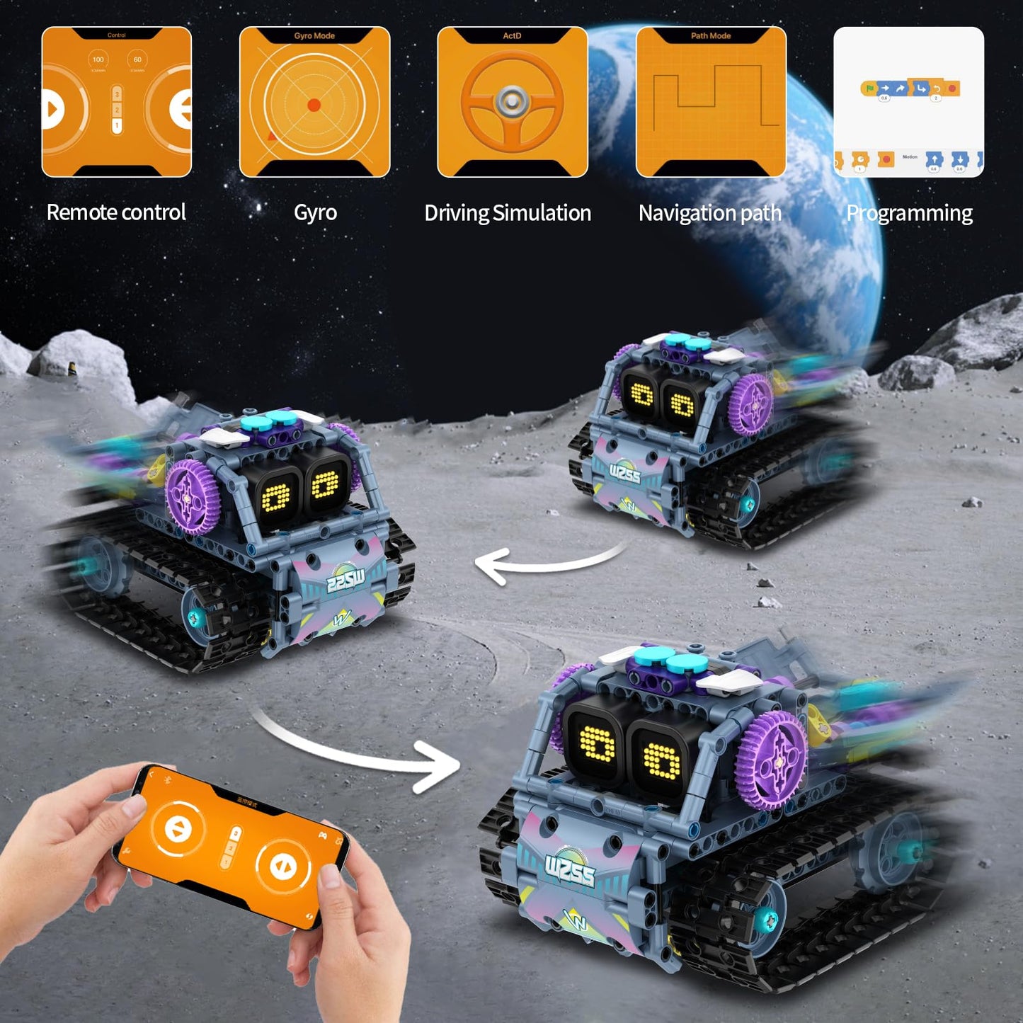 QHECTTY STEM Robot Building Kit - 3-in-1, Remote & App Controlled, 433 Pieces