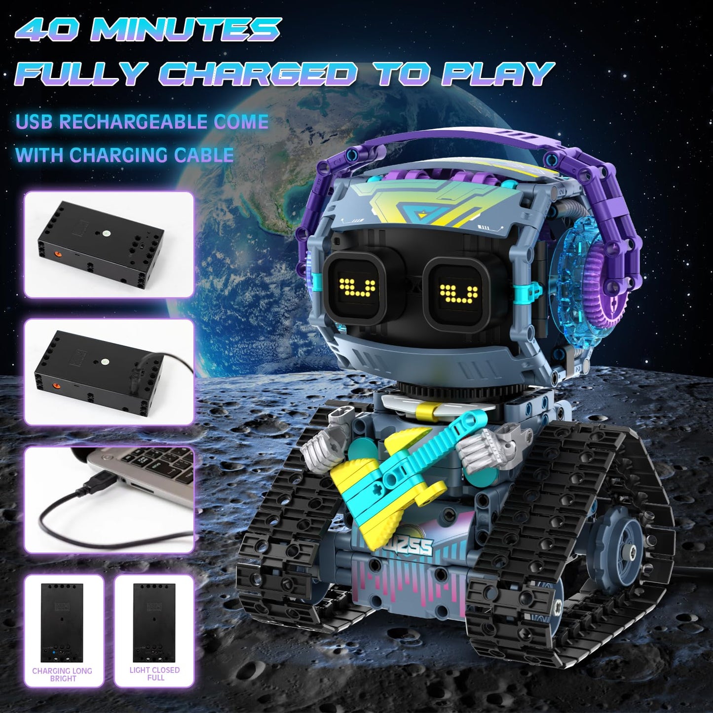 QHECTTY STEM Robot Building Kit - 3-in-1, Remote & App Controlled, 433 Pieces