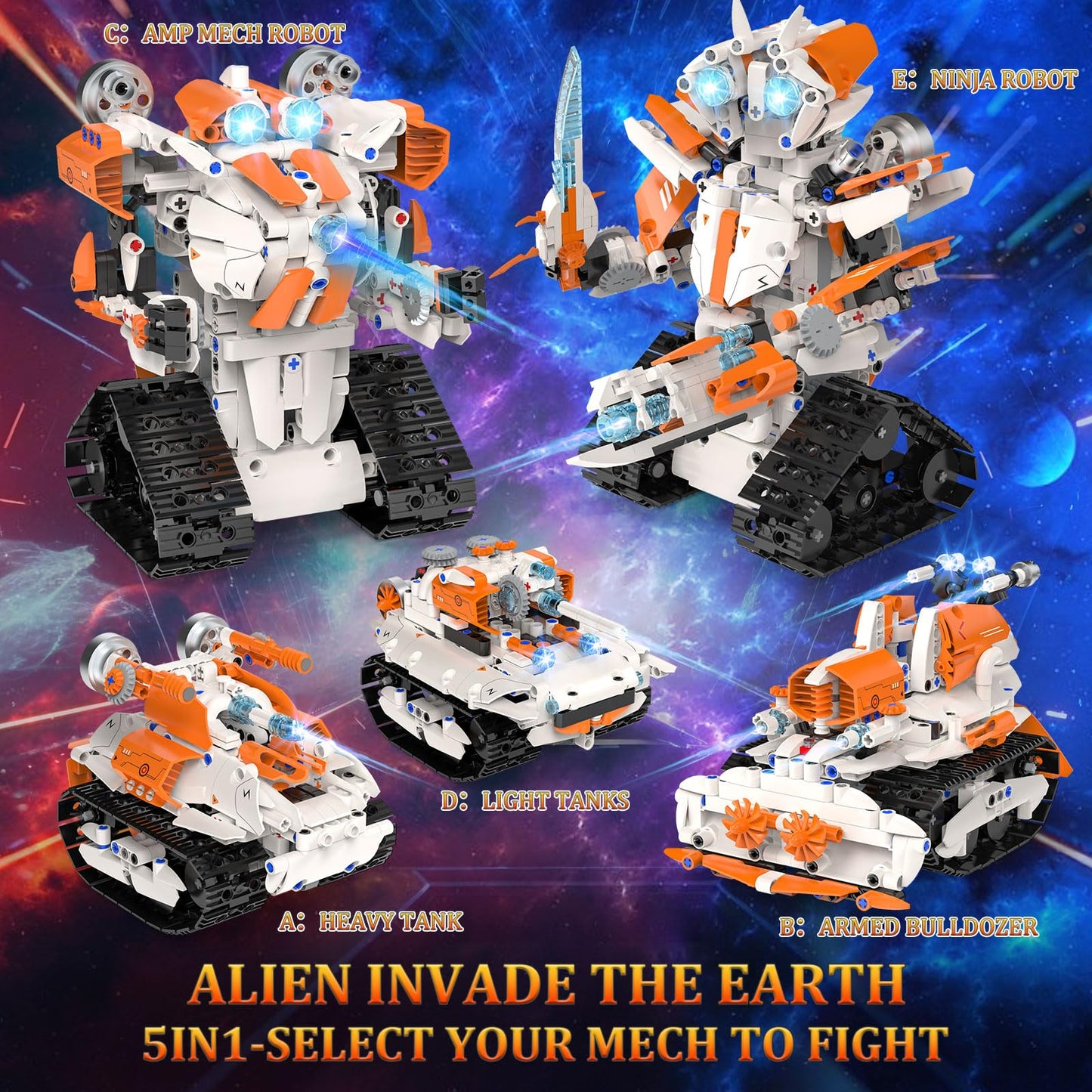 QHECTTY 5-in-1 STEM Robot Building Kit for Kids — Remote & App Controlled, 689 Pcs