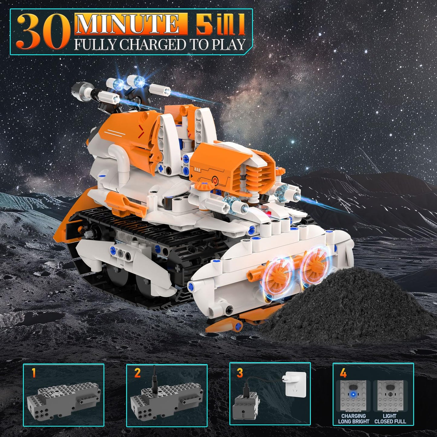 QHECTTY 5-in-1 STEM Robot Building Kit for Kids — Remote & App Controlled, 689 Pcs