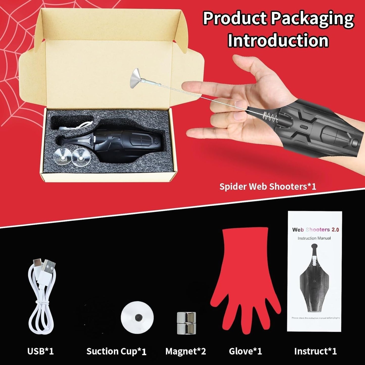 QHJIU Spider Web Shooter 2.0 – Real Web Slinger Toy for Superhero Fans