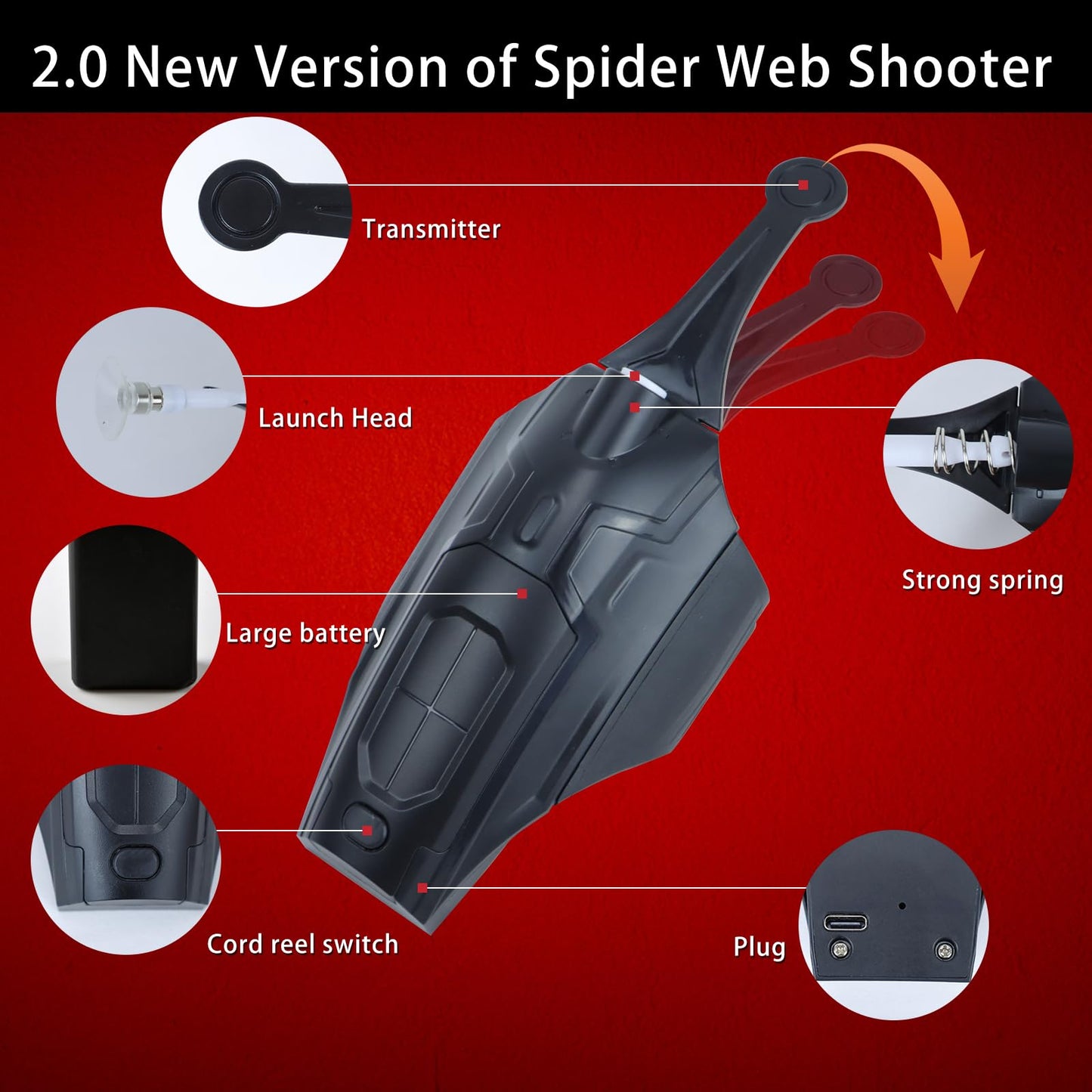 QHJIU Spider Web Shooter 2.0 – Real Web Slinger Toy for Superhero Fans
