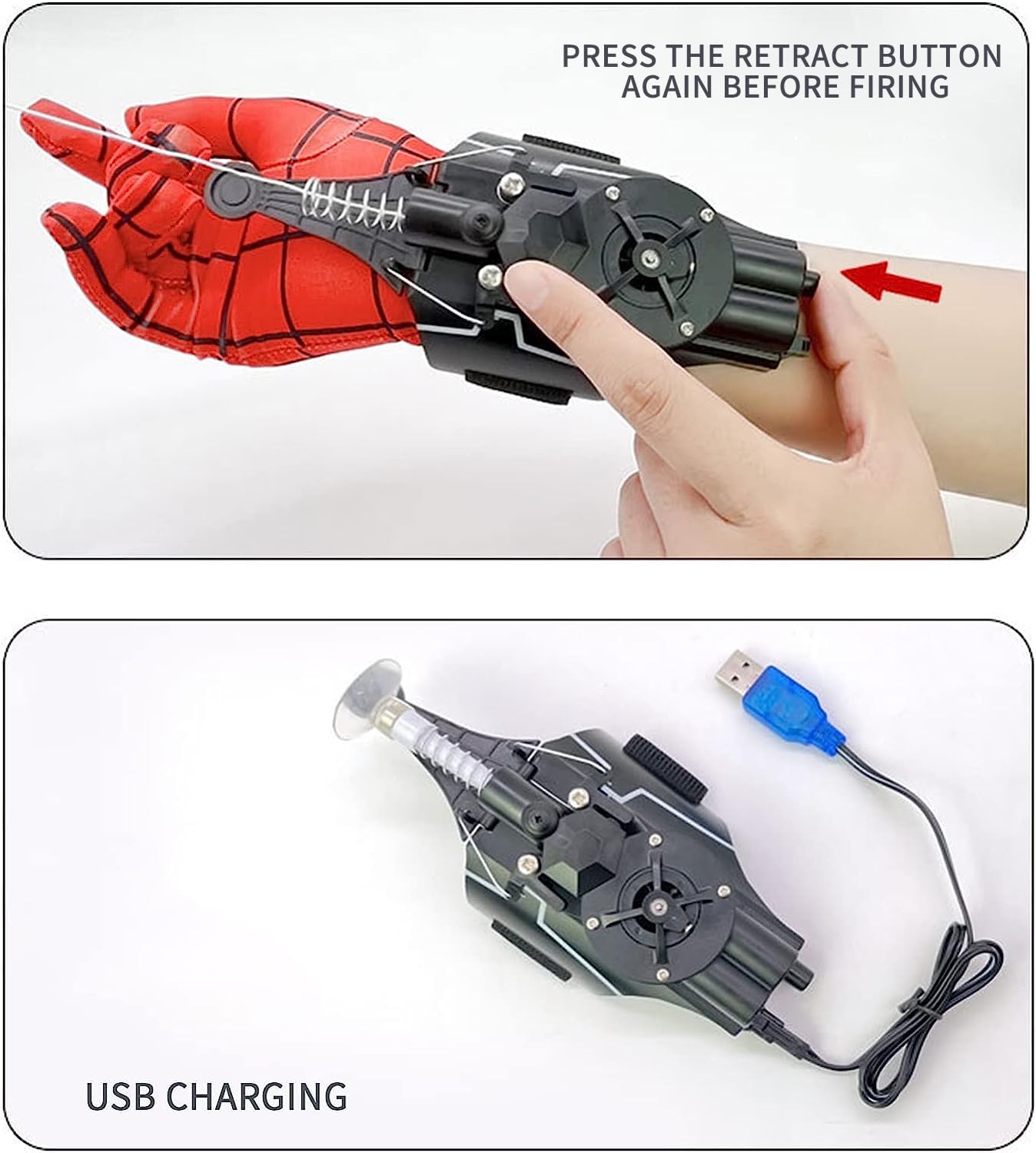 QHJIU Spider Web Shooter – Real Web Slinger for Kids, Durable & Safe