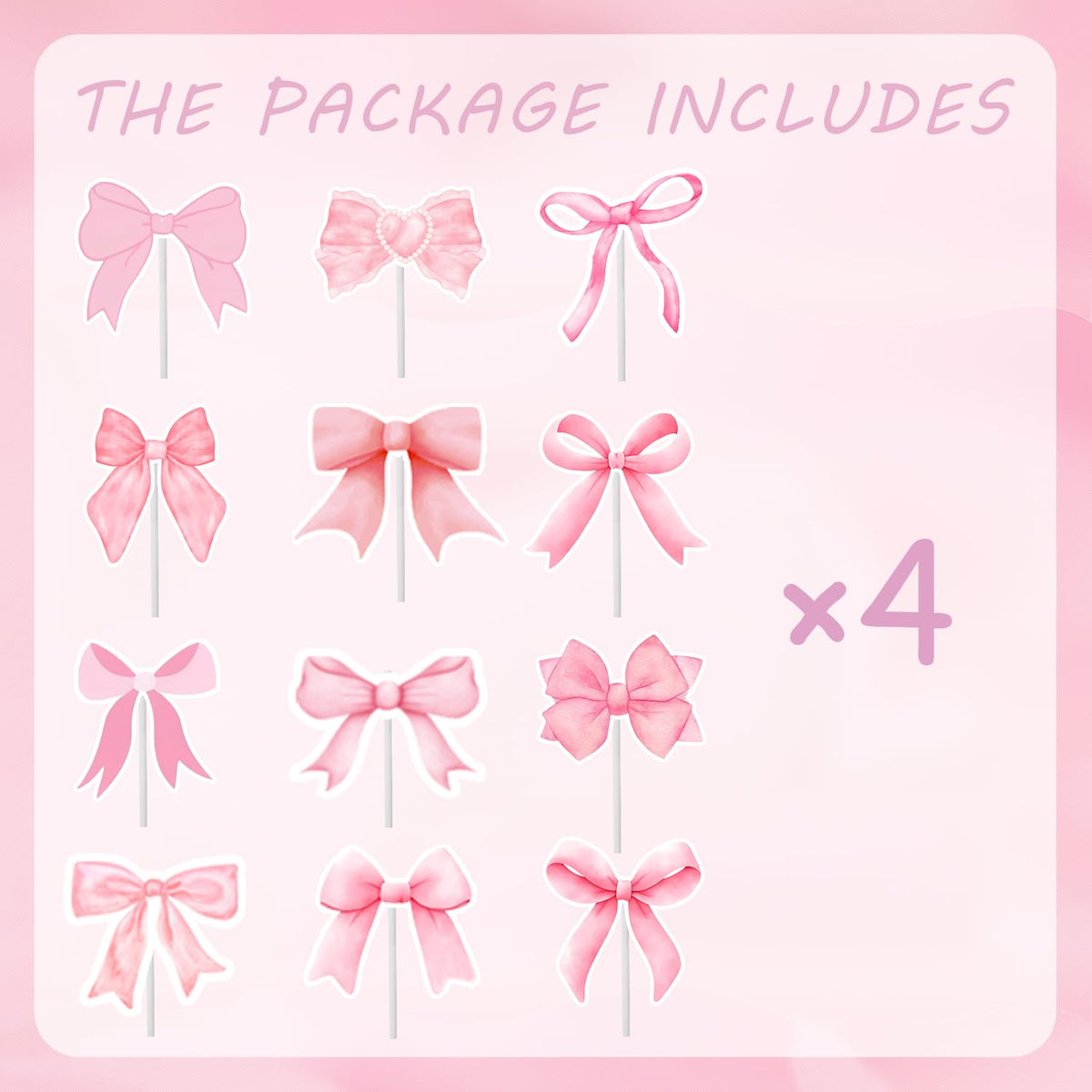 24PCS Coquette Bow Cupcake Toppers – Pink Bow Party Decor | qhqqwzxqc