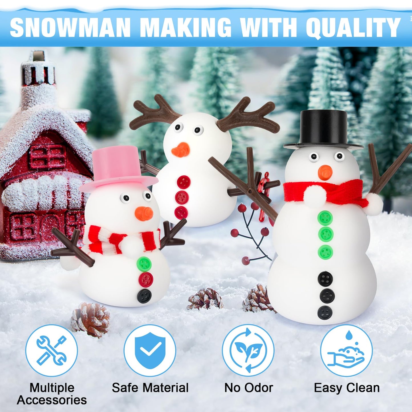 QIYVLOS Build A Snowman Kit — 6-Pack Snowman Crafts for Kids (105 Pcs)