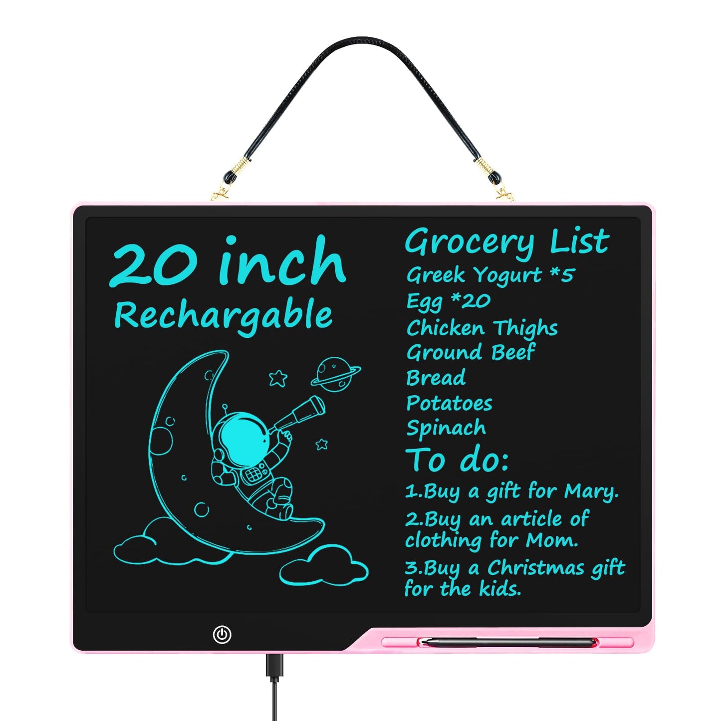 QIAOBUQI 20-Inch Rechargeable LCD Writing Tablet – Extra-Large Drawing Board (Pink)