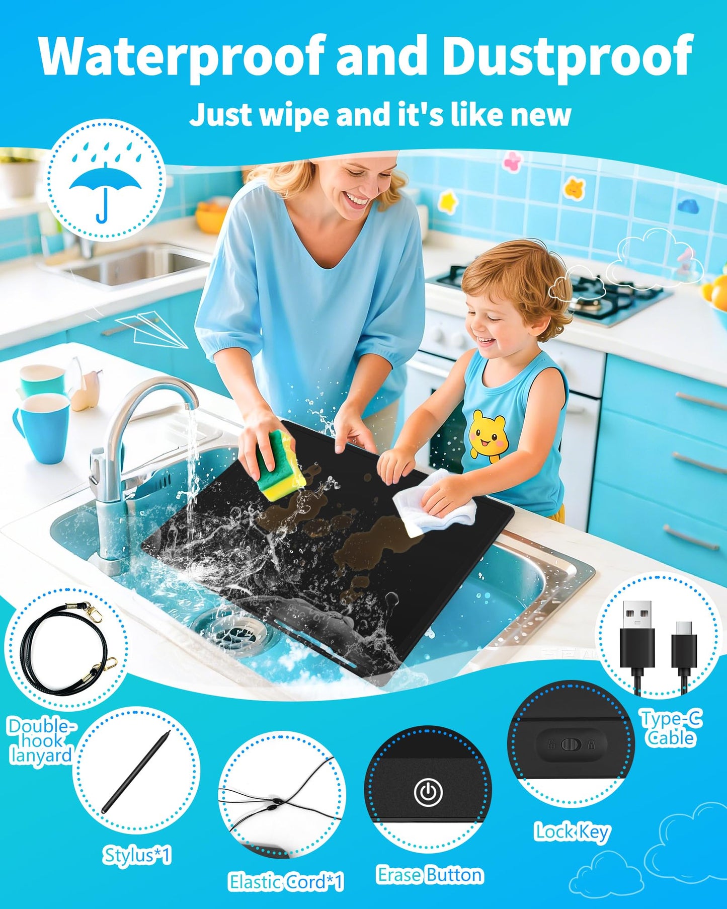 QIAOBUQI 20-Inch Rechargeable LCD Writing Tablet – Extra-Large Drawing Board for Kids & Adults