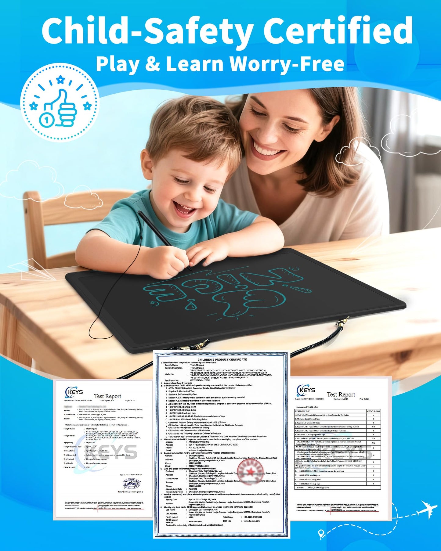 QIAOBUQI 20-Inch Rechargeable LCD Writing Tablet – Extra-Large Drawing Board for Kids & Adults