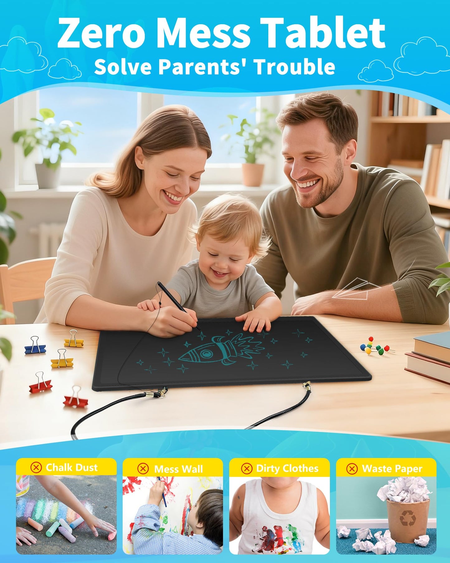 QIAOBUQI 20-Inch Rechargeable LCD Writing Tablet – Extra-Large Drawing Board for Kids & Adults