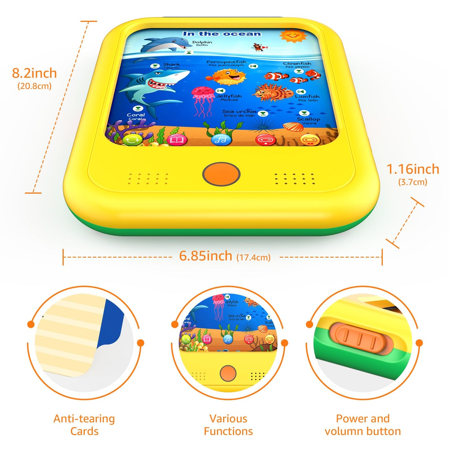 Qiaojoy Kids Learning Tablet | Bilingual Learning Pad for Toddlers 2-5 – Alphabet, Numbers, Time & More