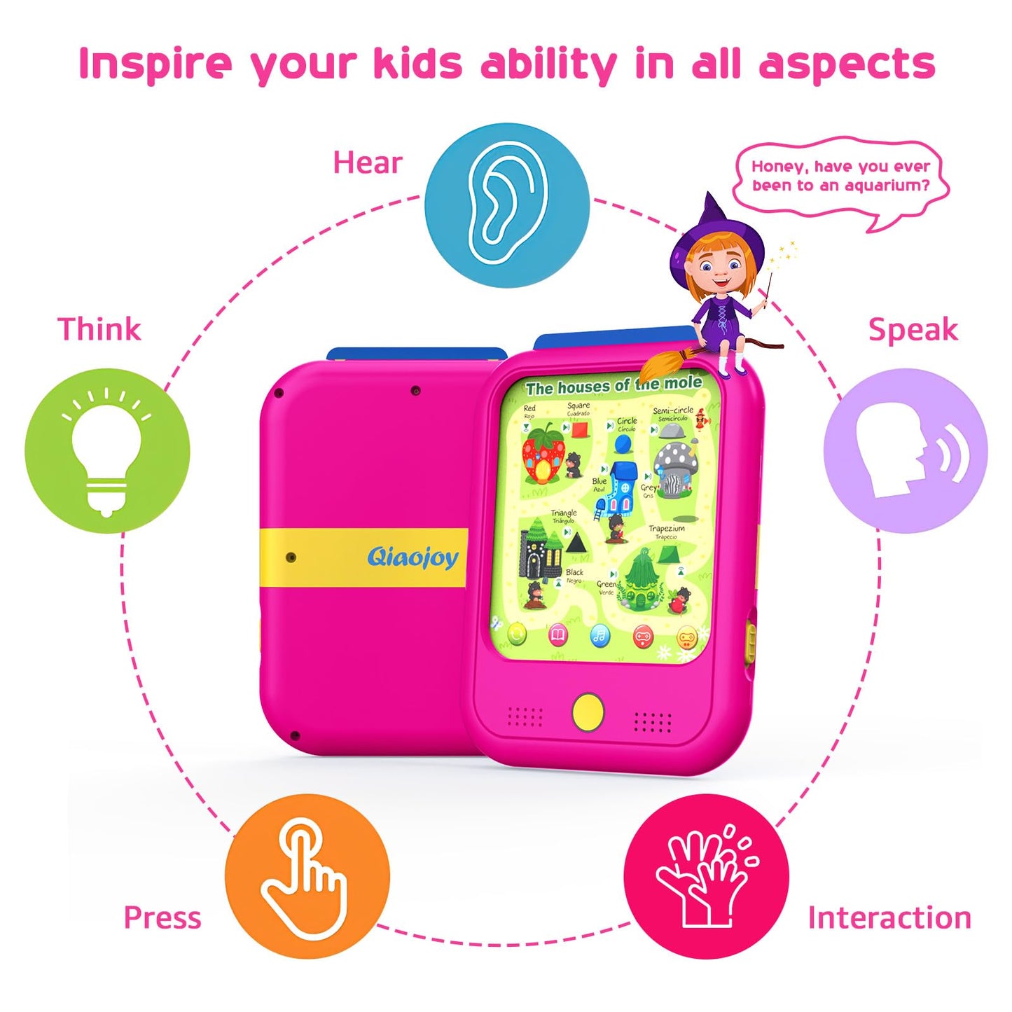 Qiaojoy Kids Learning Tablet – Bilingual Educational Pad for Toddlers 2–5