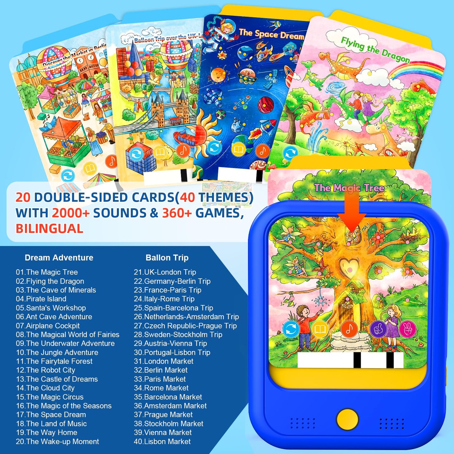 Qiaojoy Kids Learning Tablet – Bilingual Montessori Toy for Toddlers (3-6) with 2000+ Sounds