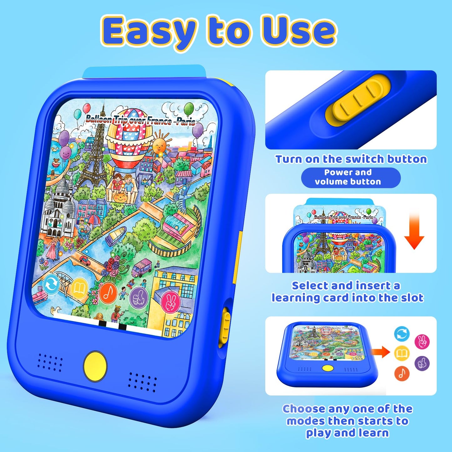 Qiaojoy Kids Learning Tablet – Bilingual Montessori Toy for Toddlers (3-6) with 2000+ Sounds