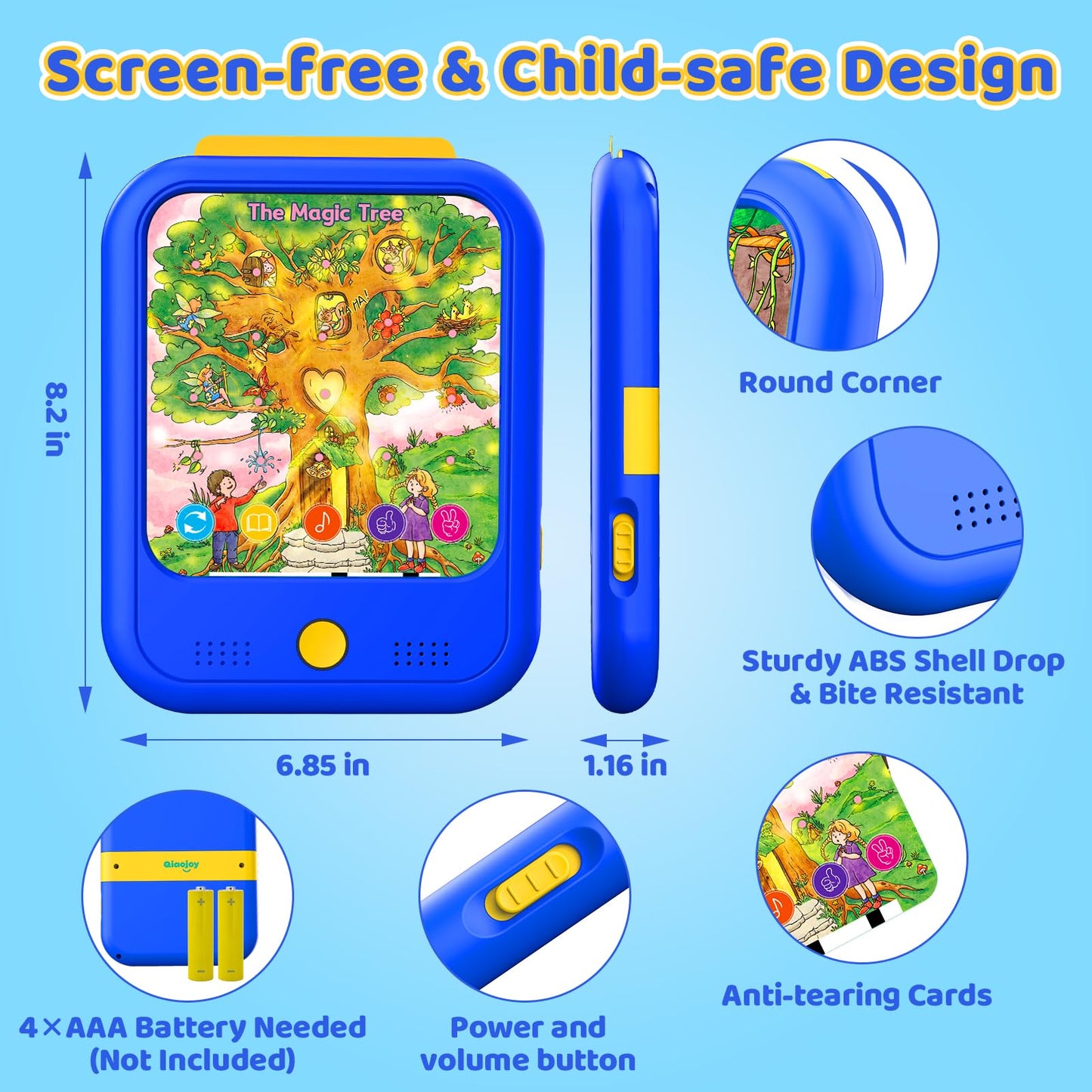 Qiaojoy Kids Learning Tablet – Bilingual Montessori Toy for Toddlers (3-6) with 2000+ Sounds