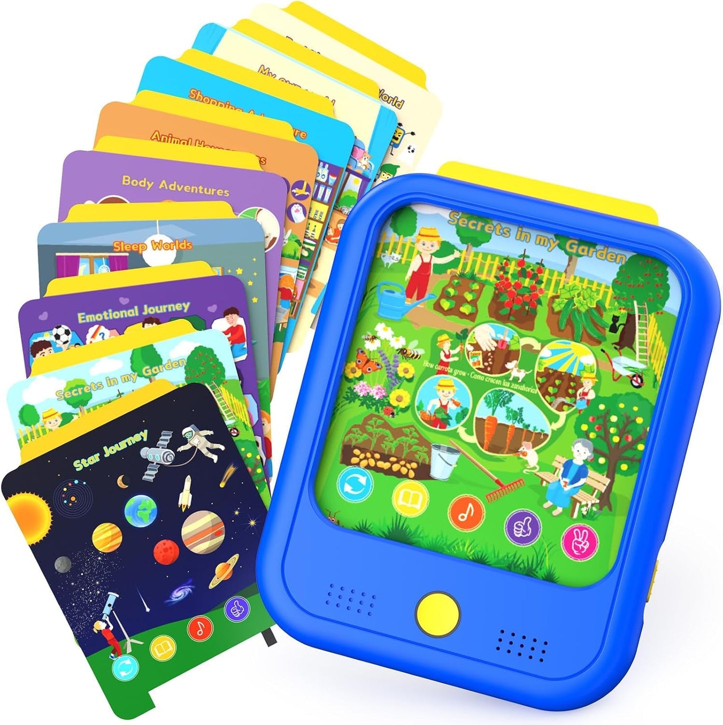 Qiaojoy Kids Learning Tablet – Bilingual Educational Pad for Toddlers 2-5 with Talking Cards