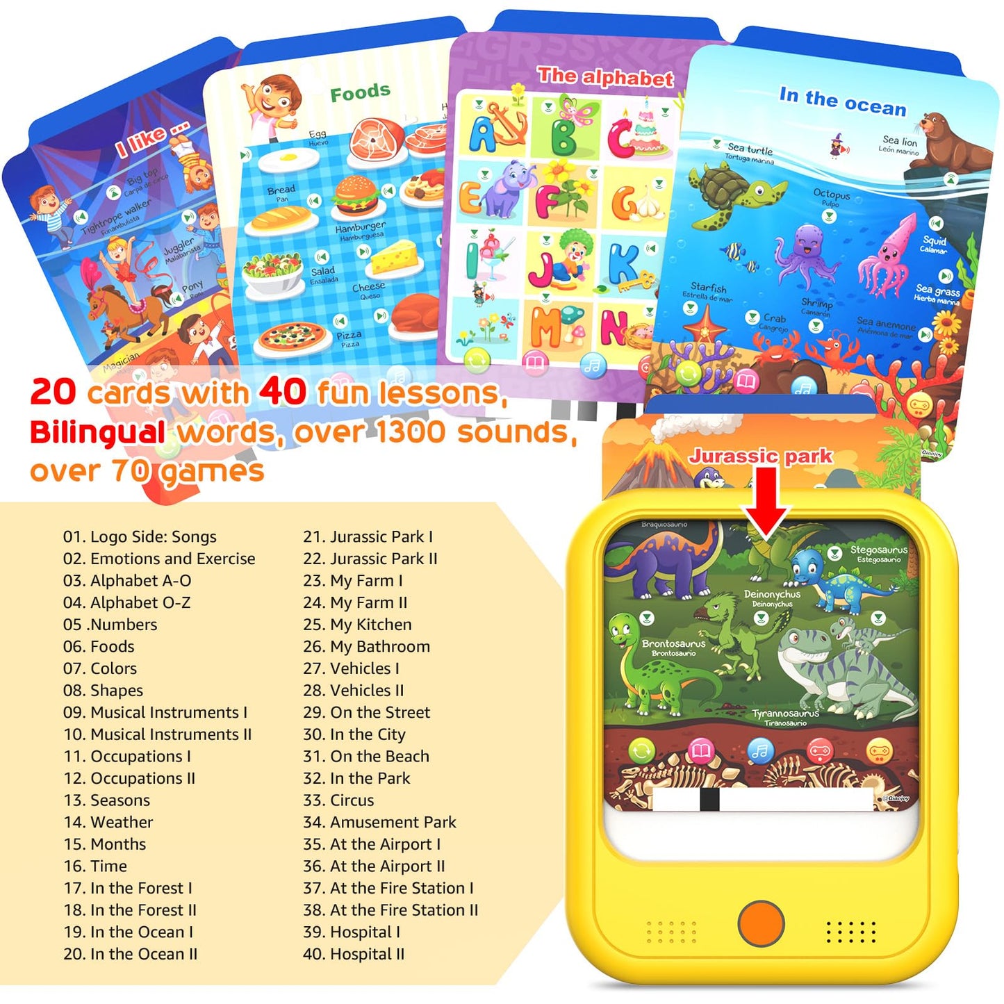 Qiaojoy Kids Learning Tablet | Bilingual Learning Pad for Toddlers 2-5 – Alphabet, Numbers, Time & More