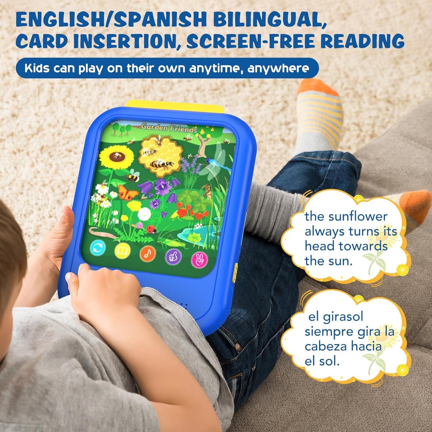 Qiaojoy Kids Learning Tablet – Bilingual Educational Pad for Toddlers 2-5 with Talking Cards