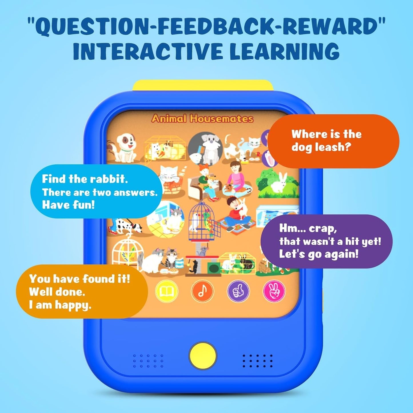 Qiaojoy Kids Learning Tablet – Bilingual Educational Pad for Toddlers 2-5 with Talking Cards