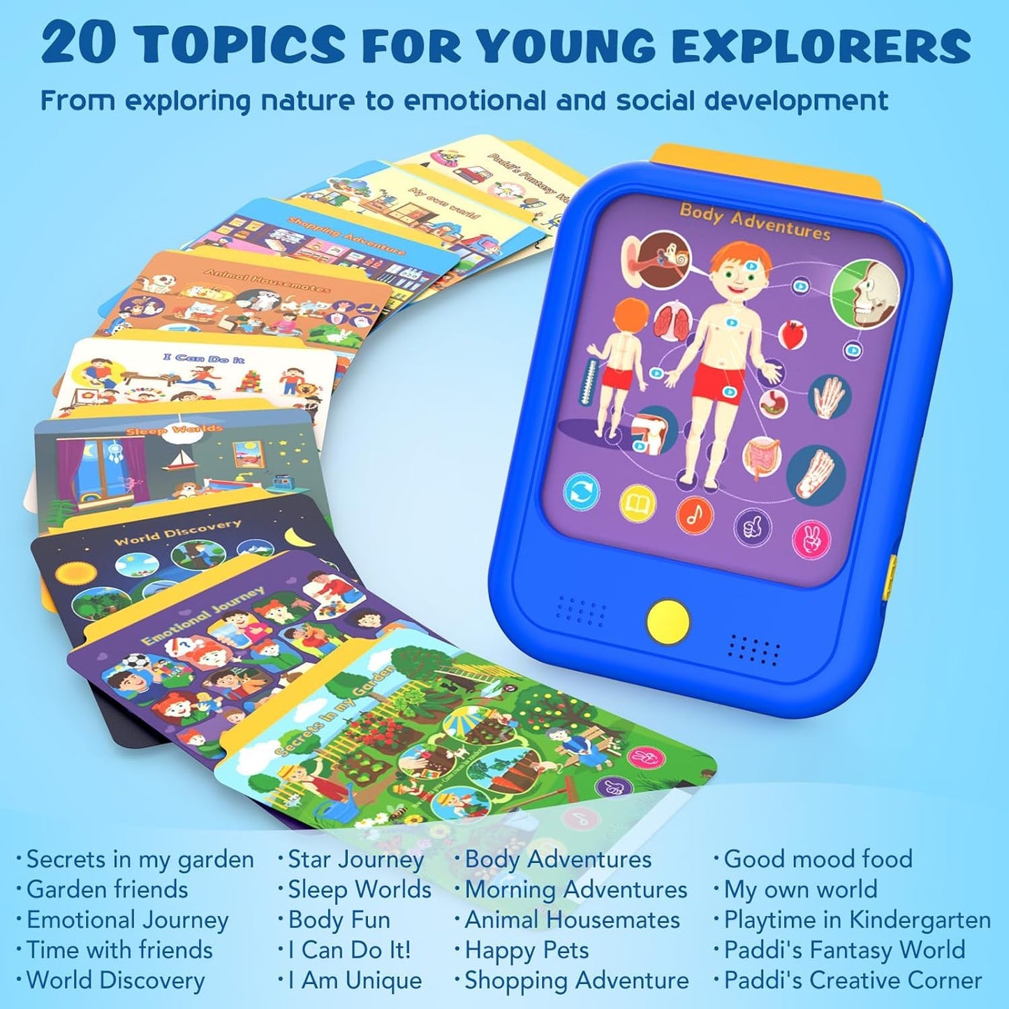 Qiaojoy Kids Learning Tablet – Bilingual Educational Pad for Toddlers 2-5 with Talking Cards