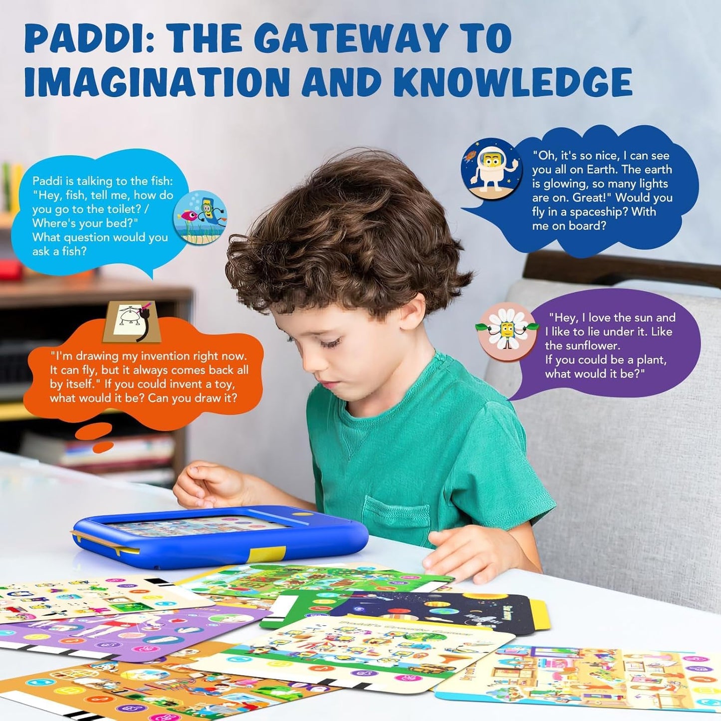 Qiaojoy Kids Learning Tablet – Bilingual Educational Pad for Toddlers 2-5 with Talking Cards