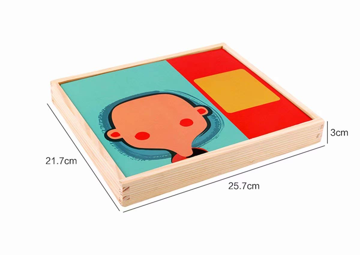 QIAONIUNIU Wooden Magnetic Jigsaw Puzzles Toy — Double-Sided Drawing Easel for Toddlers